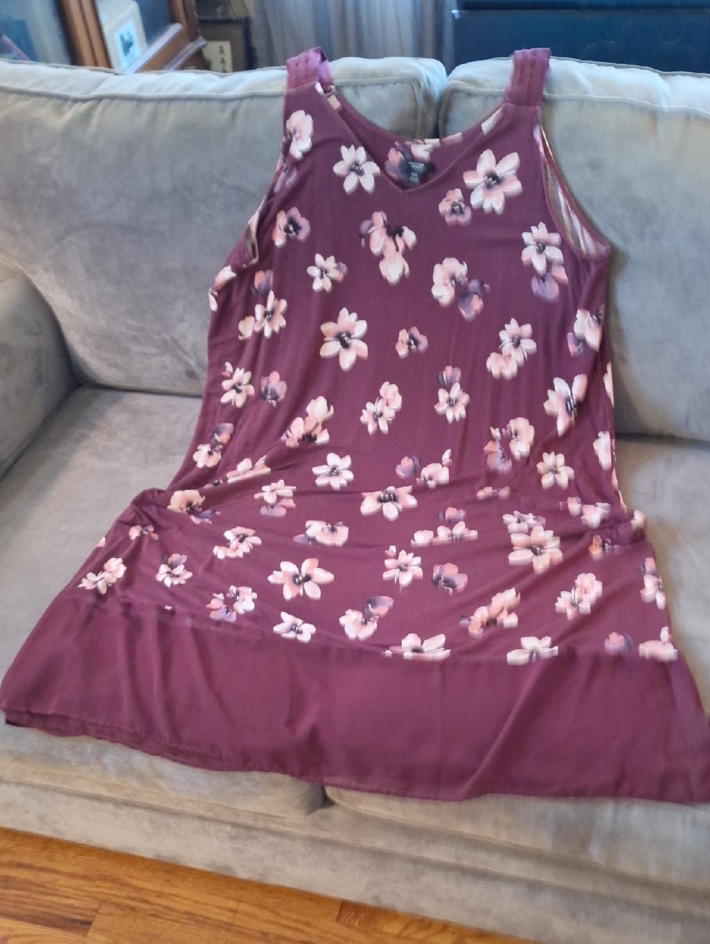Simply Vera Vera Wang Plum Floral  Nightgown XXL